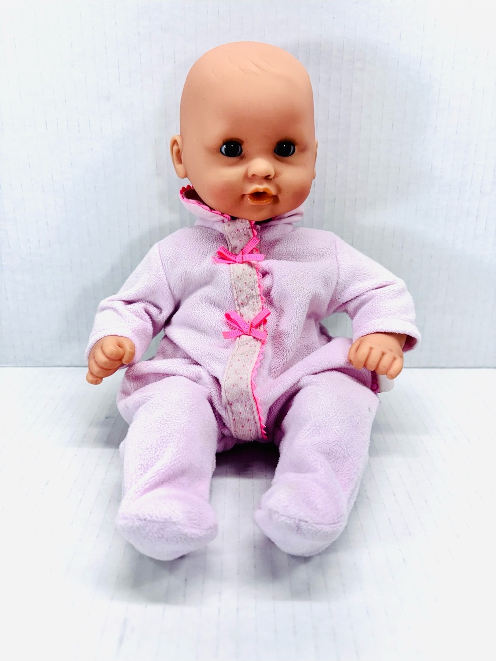 Corolle Poupon Baby Doll With Blue Eyes & Pink Outfit 12” Bean Bag 2015